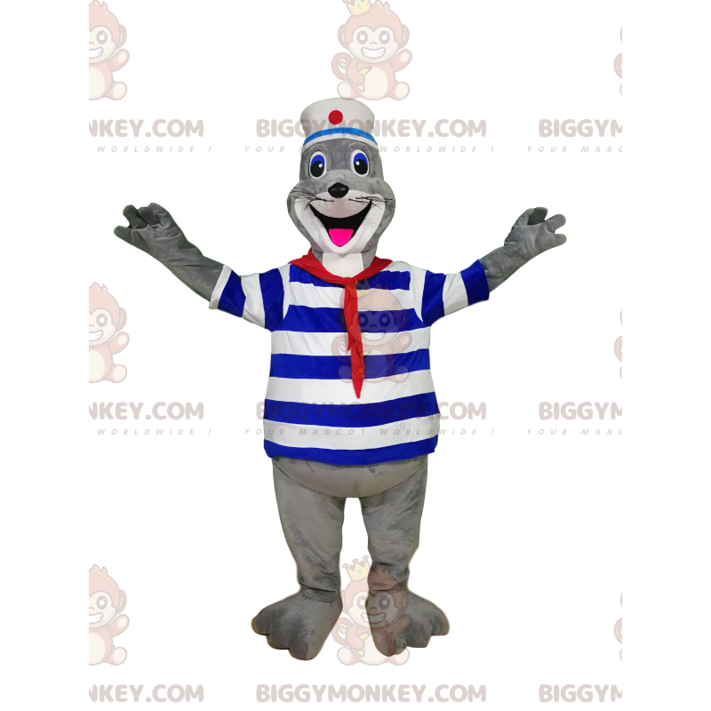 BIGGYMONKEY™ mascottekostuum van enthousiaste zeehond in