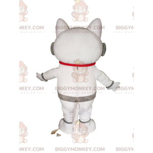 Hvid kat BIGGYMONKEY™ maskotkostume med hovedtelefoner. hvid