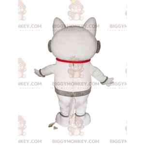 Witte kat BIGGYMONKEY™ mascottekostuum met koptelefoon. witte