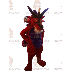 Rood en paars duivels BIGGYMONKEY™-mascottekostuum. duivel
