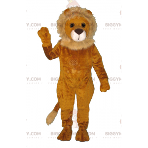 Costume de mascotte BIGGYMONKEY™ de lion orange et beige doux