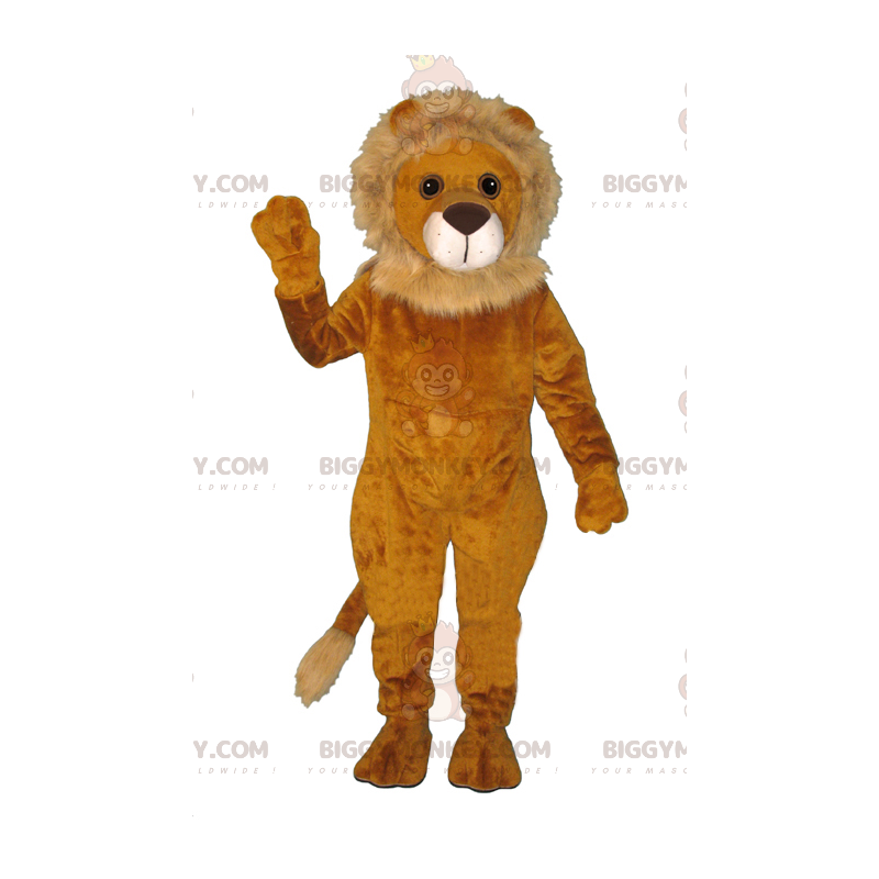 Costume de mascotte BIGGYMONKEY™ de lion orange et beige doux