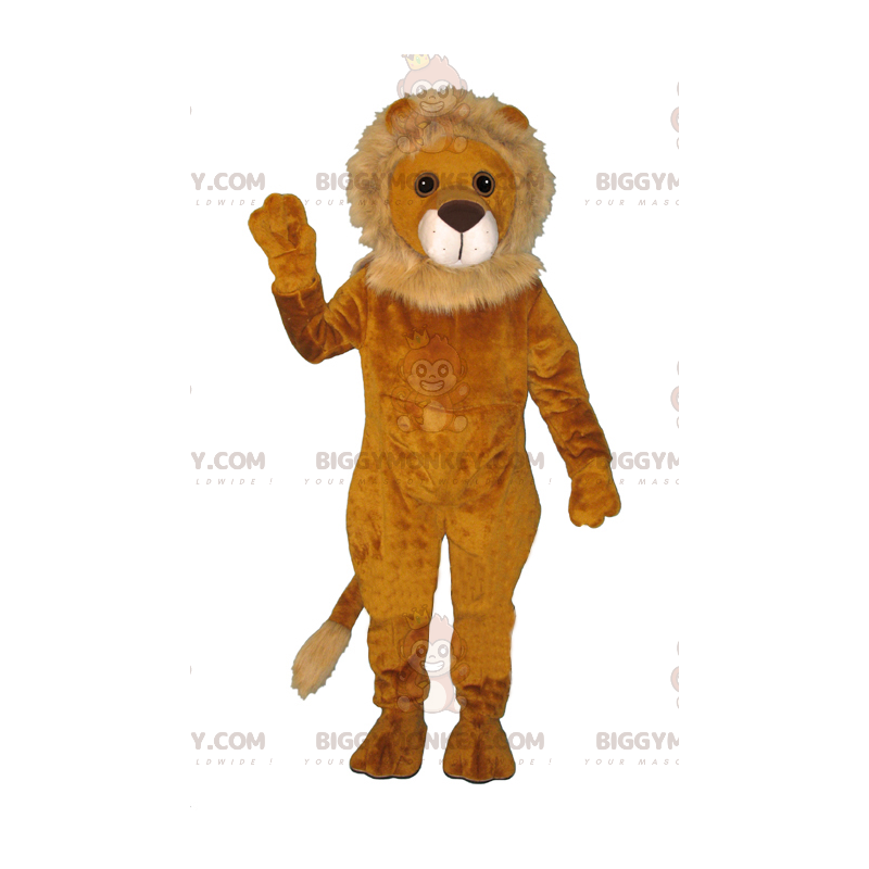 Kostým BIGGYMONKEY™ Soft and Furry Orange and Tan Lion Maskot –
