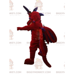 Traje da mascote do diabo vermelho e roxo BIGGYMONKEY™.