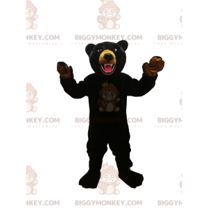 Felle zwarte beer BIGGYMONKEY™ mascottekostuum. zwarte beer