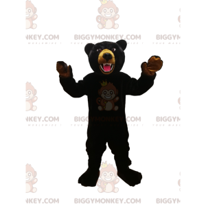 Traje de mascote feroz do urso preto BIGGYMONKEY™. fantasia de