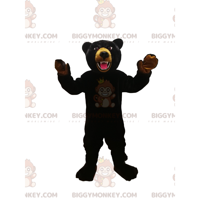 Disfraz de mascota BIGGYMONKEY™ de oso negro feroz. disfraz de