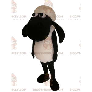 Traje de mascote de ovelha preta e branca BIGGYMONKEY™.