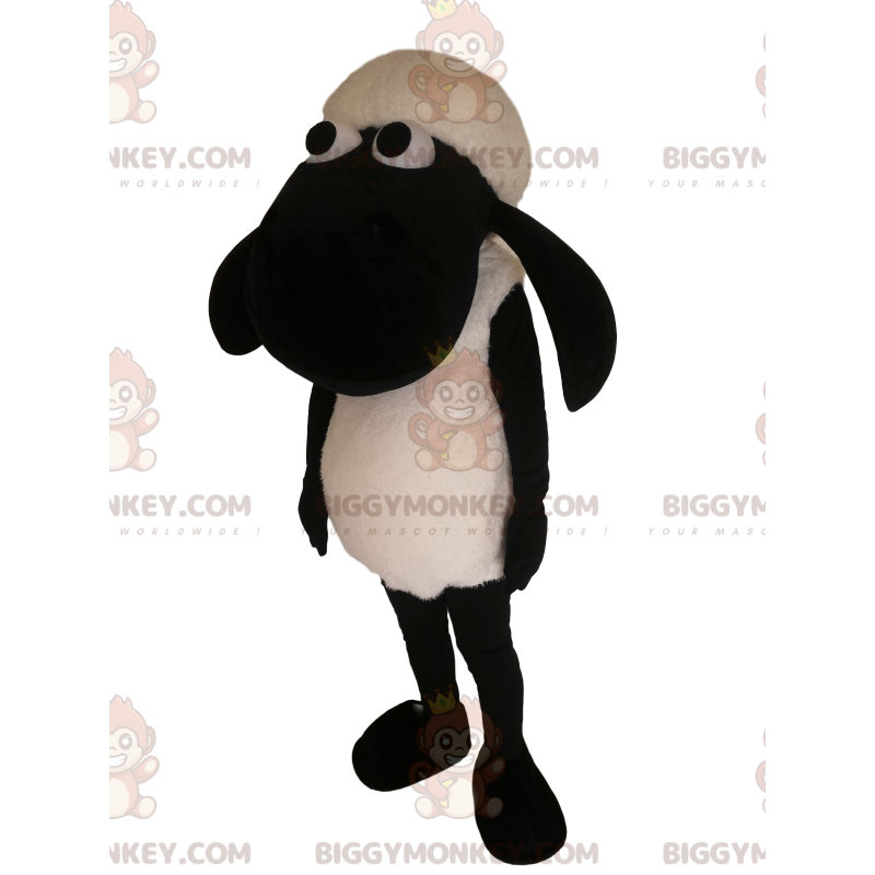 Costume de mascotte BIGGYMONKEY™ de mouton noir et blanc.