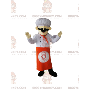 Chef-kok BIGGYMONKEY™ mascottekostuum met een knappe snor. -