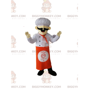 Costume da mascotte da chef BIGGYMONKEY™ con bei baffi. -