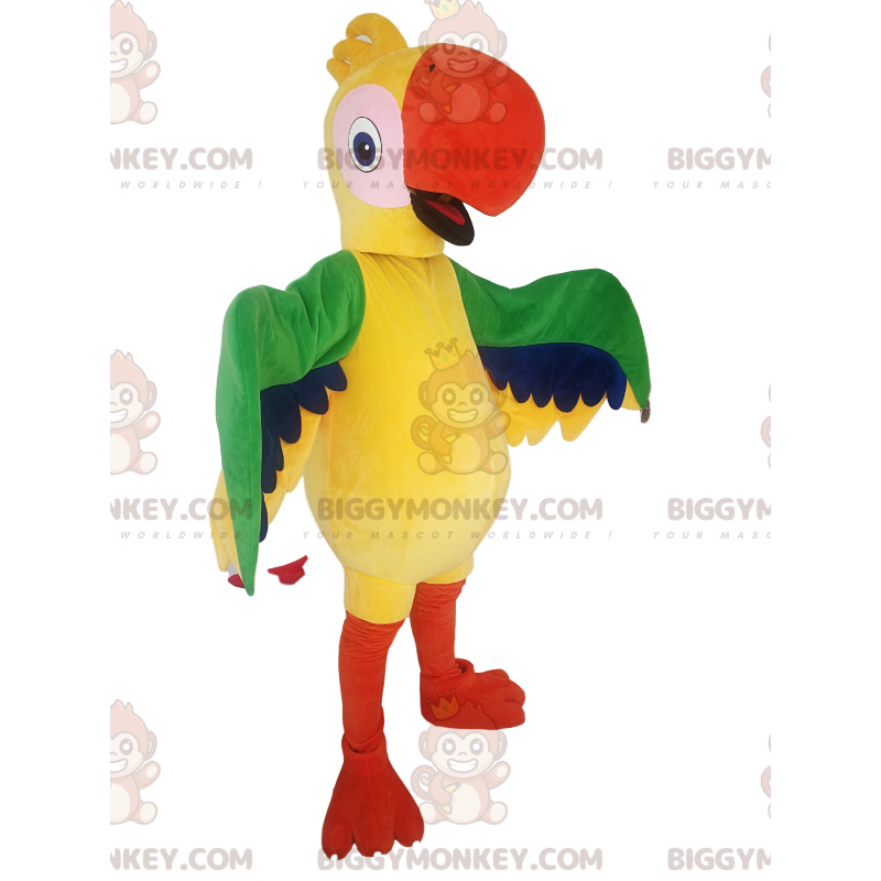 Costume de mascotte BIGGYMONKEY™ de perroquet multicolore.