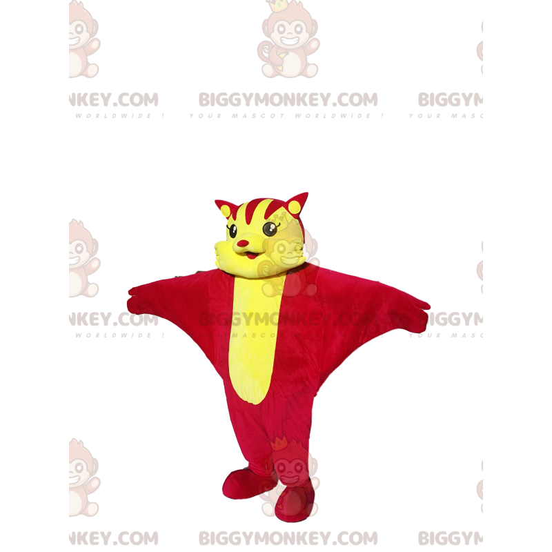 Red and Yellow Flying Cat BIGGYMONKEY™ Mascot Costume.Cat