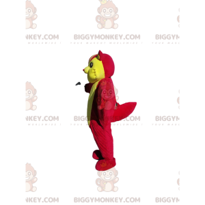 Costume della mascotte del gatto volante rosso e giallo