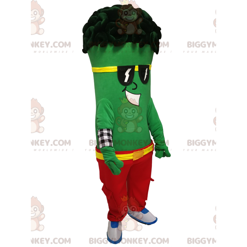 Grøn karakter BIGGYMONKEY™ maskotkostume med rastas -