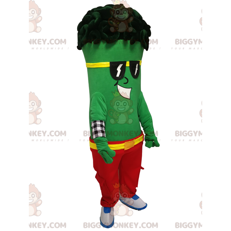 Traje de mascote de personagem verde BIGGYMONKEY™ com Rastas –