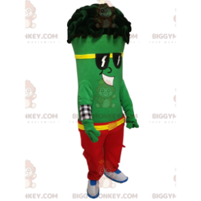 Green Character BIGGYMONKEY™ Mascot Costume with Rastas -