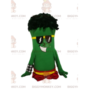 Traje de mascote de personagem verde BIGGYMONKEY™ com Rastas –