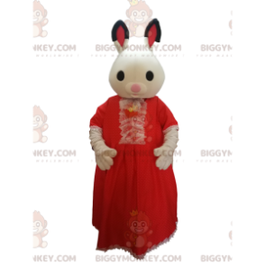Costume de mascotte BIGGYMONKEY™ de lapine avec une robe rouge