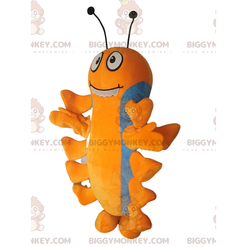 Orange and Blue Centipede BIGGYMONKEY™ Mascot Costume. –
