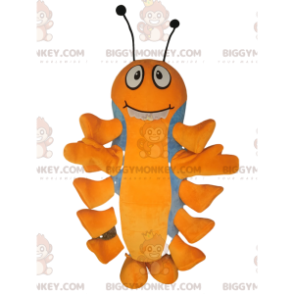 Costume mascotte BIGGYMONKEY™ millepiedi arancione e blu. -