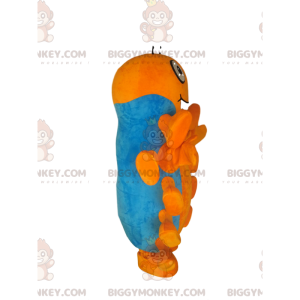 Costume mascotte BIGGYMONKEY™ millepiedi arancione e blu. -