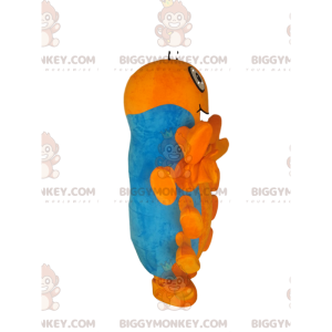 Orange och blå tusenfoting BIGGYMONKEY™ maskotdräkt. -