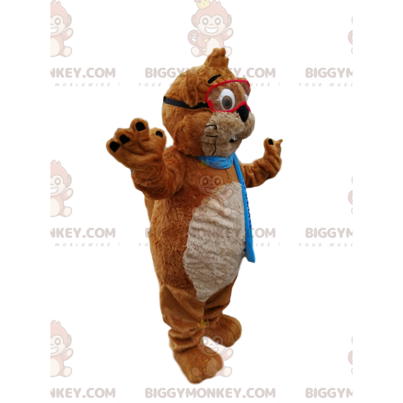 BIGGYMONKEY™ Costume da mascotte castoro marrone e bianco con