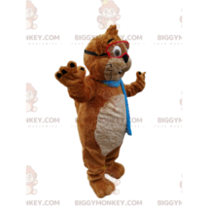 Costume de mascotte BIGGYMONKEY™ de castor marron et blanc avec