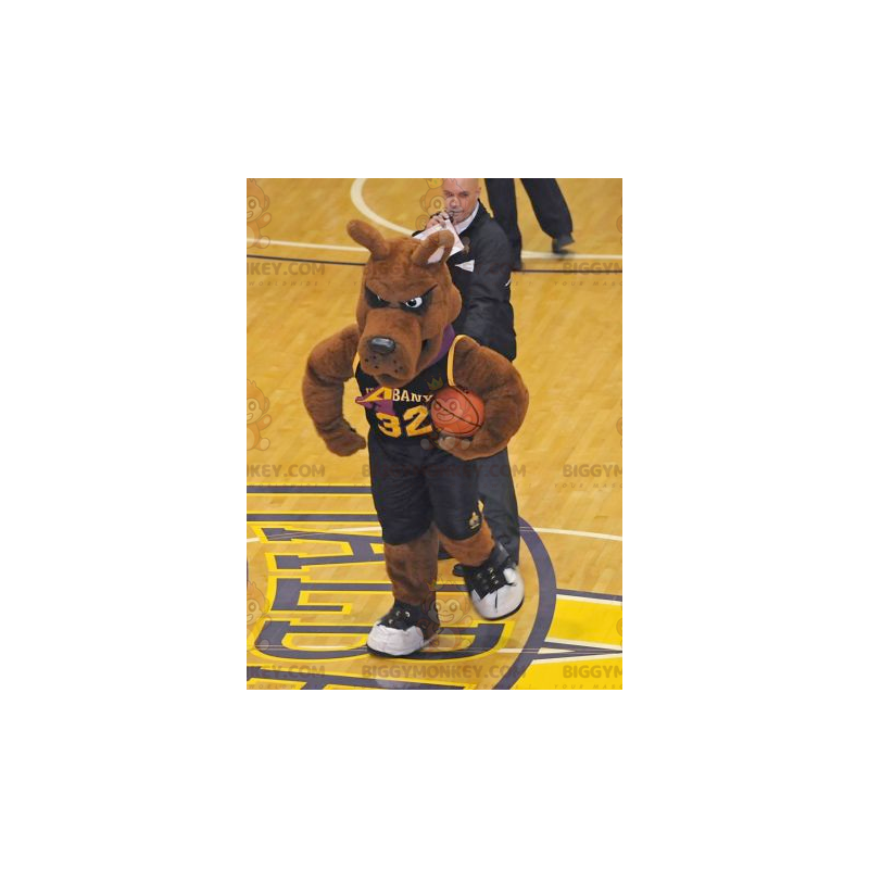 BIGGYMONKEY™ Mascot Costume Brown Dog In Basketball Outfit -