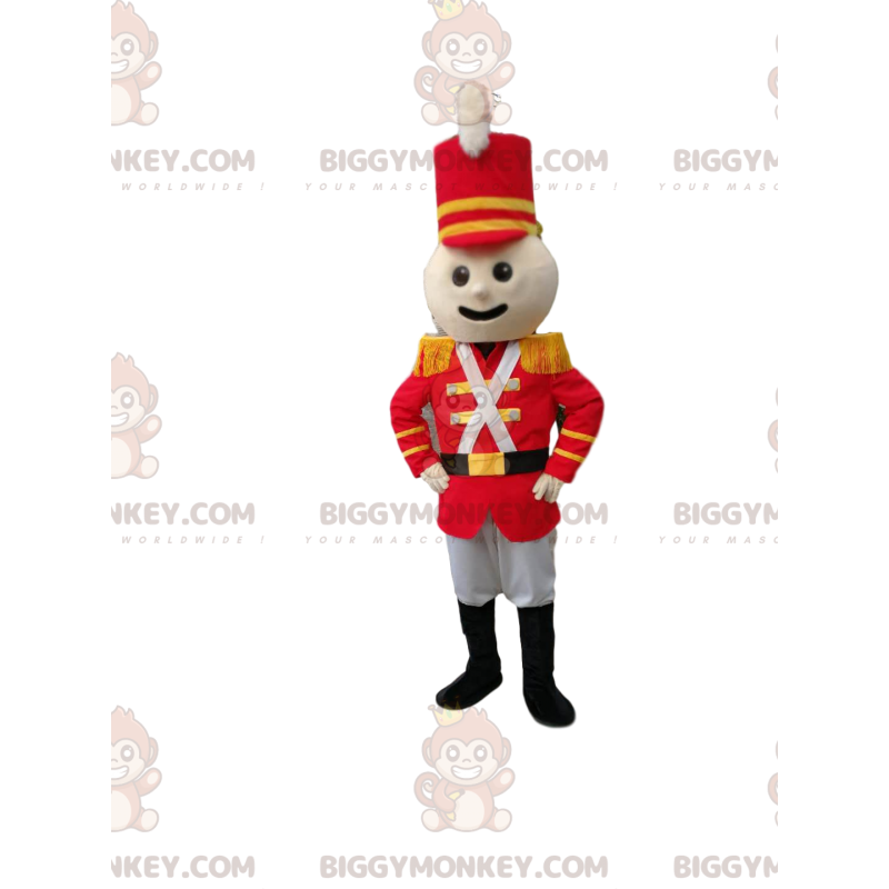 BIGGYMONKEY™ costume da mascotte di soldato in abito rosso.