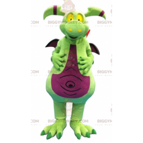 Costume de mascotte BIGGYMONKEY™ de dragon vert et violet -