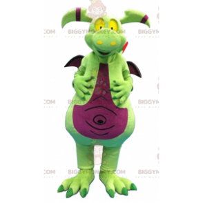 Groene en paarse draak BIGGYMONKEY™ mascottekostuum -