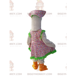Goose BIGGYMONKEY™ maskotdräkt med lantklänning. gås kostym -
