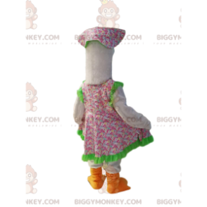 Disfraz de mascota de ganso BIGGYMONKEY™ con vestido campestre.