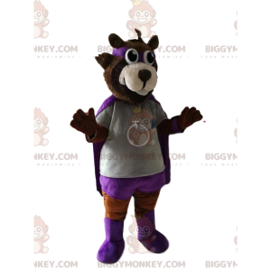 Costume de mascotte BIGGYMONKEY™ d'ours marron en tenue de