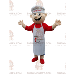 Chef-kok BIGGYMONKEY™ mascottekostuum met witte schort en