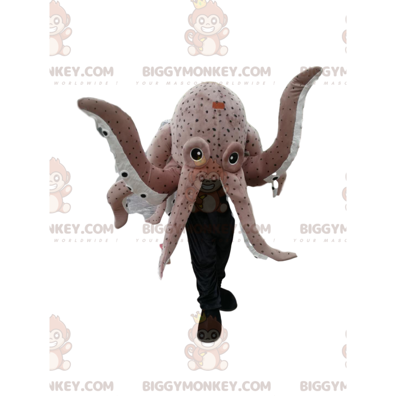 BIGGYMONKEY™ Gigantisch grijs octopus-mascottekostuum. octopus