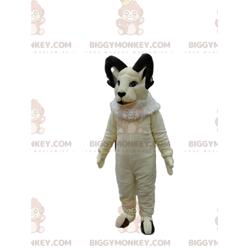 Traje de mascote majestoso de cabra branca BIGGYMONKEY™. traje