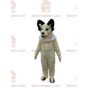 Traje de mascote majestoso de cabra branca BIGGYMONKEY™. traje