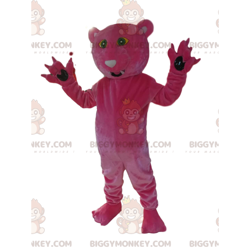 Costume de mascotte BIGGYMONKEY™ de panthère fushia. Costume de