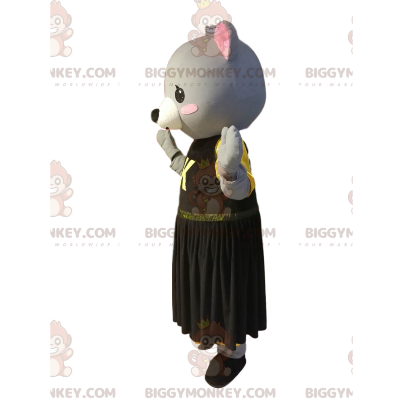 Costume de mascotte BIGGYMONKEY™ d'ousonne gris avec une robe