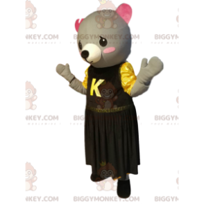 Disfraz de mascota BIGGYMONKEY™ de pollito gris con vestido