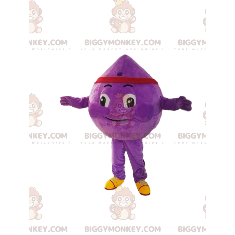 BIGGYMONKEY™ costume da mascotte di goccia viola con una fascia