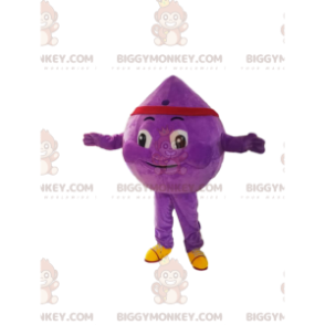 BIGGYMONKEY™ costume da mascotte di goccia viola con una fascia