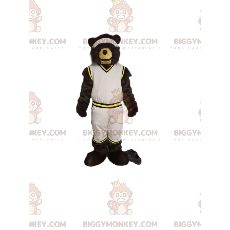 Björnen BIGGYMONKEY™ maskotdräkt i vita sportkläder. björndräkt
