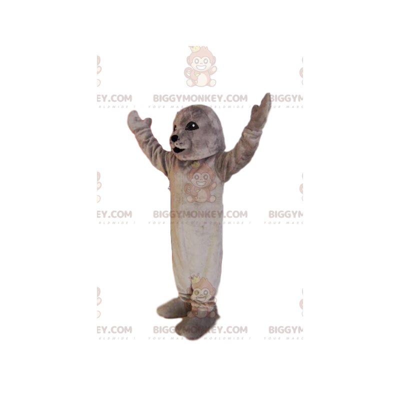 Traje de mascote de foca cinza BIGGYMONKEY™. traje de foca –