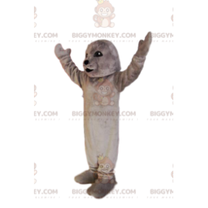 Costume de mascotte BIGGYMONKEY™ de phoque gris. Costume de