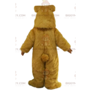 Traje de mascote BIGGYMONKEY™ muito alegre do urso marrom.