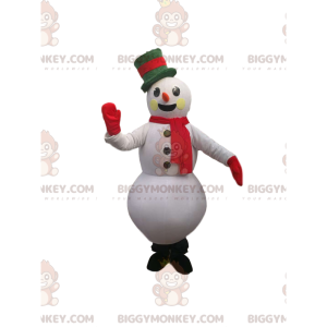 Snowman BIGGYMONKEY™ Mascot Costume with Beautiful Green Hat –